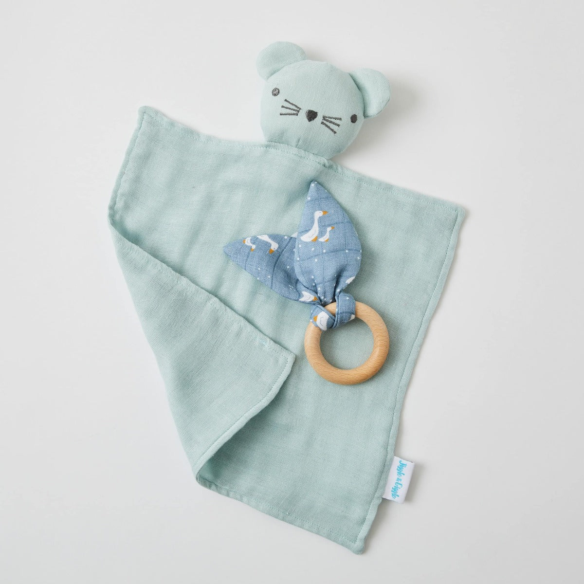 Baby Comforter Teething Ring Set - Misty Blue