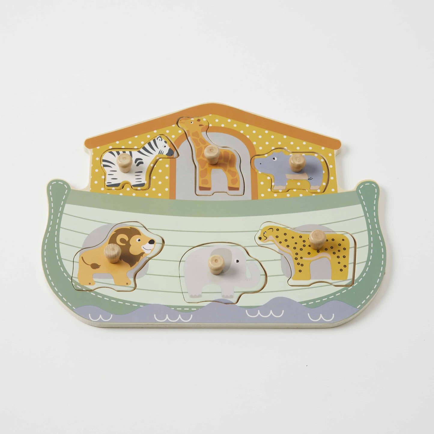 Noah's Ark shape Puzzle with knobs making it easy for little hands