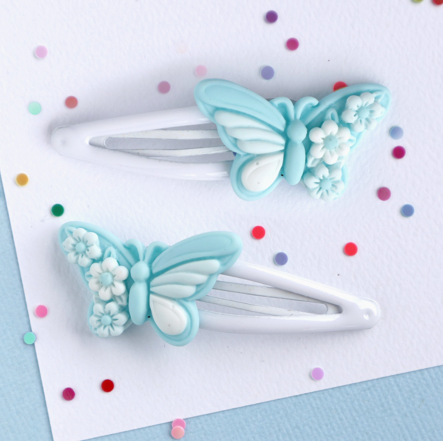 Mint Butterfly Hair Clips