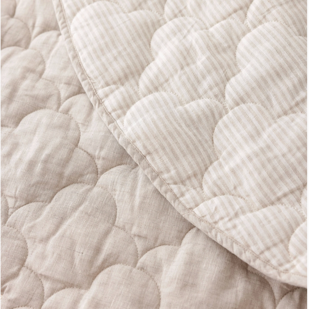 Quilted Play Mat - Oat and Strip