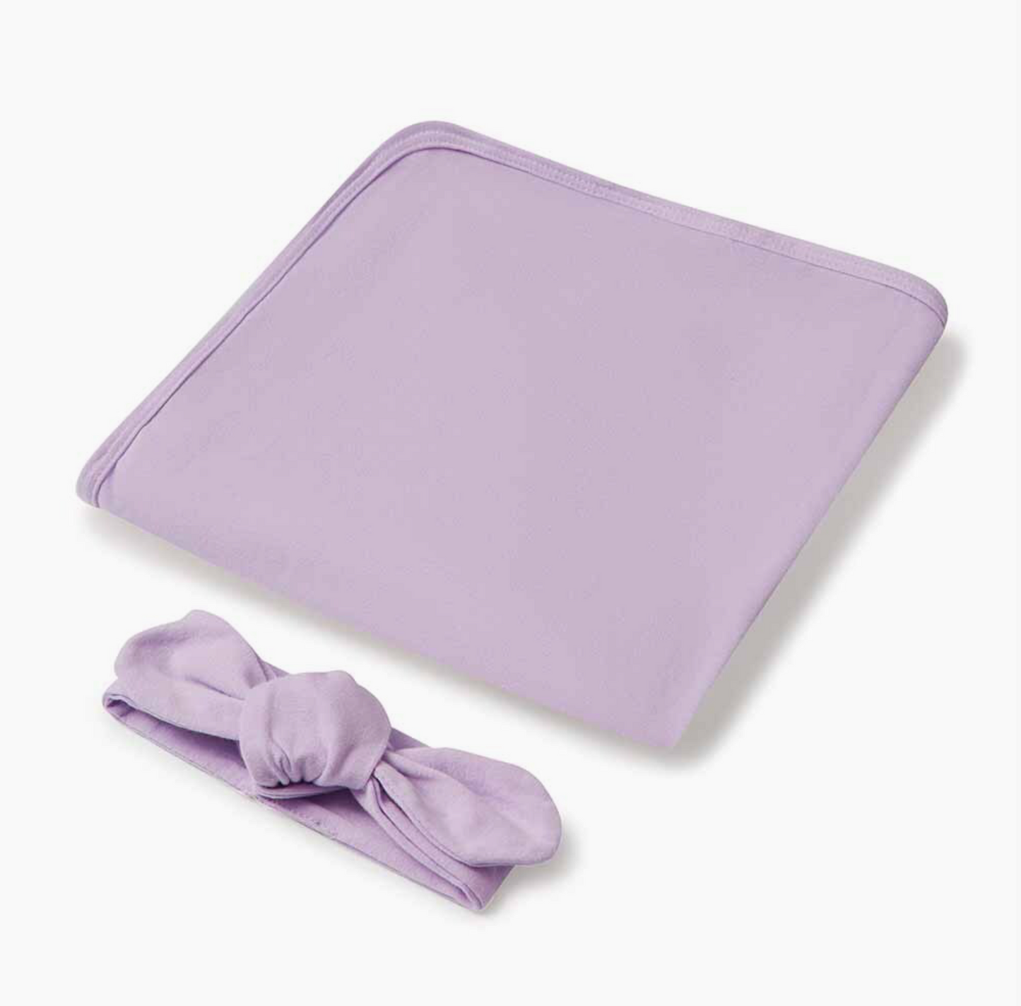 Baby Jersey Wrap and Topknot Set - Lilac