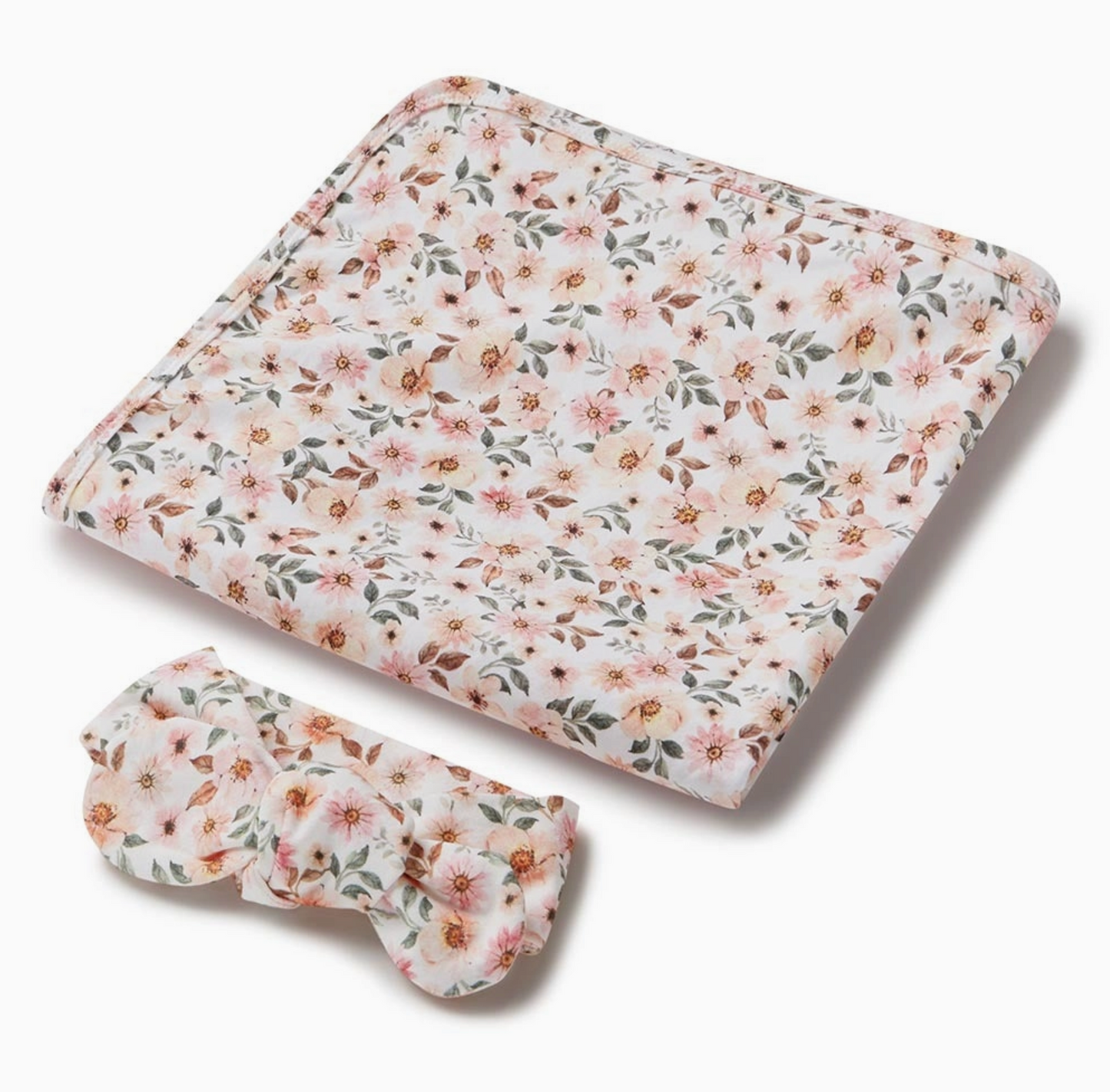 Baby Jersey Wrap and Topknot Set - Spring Floral