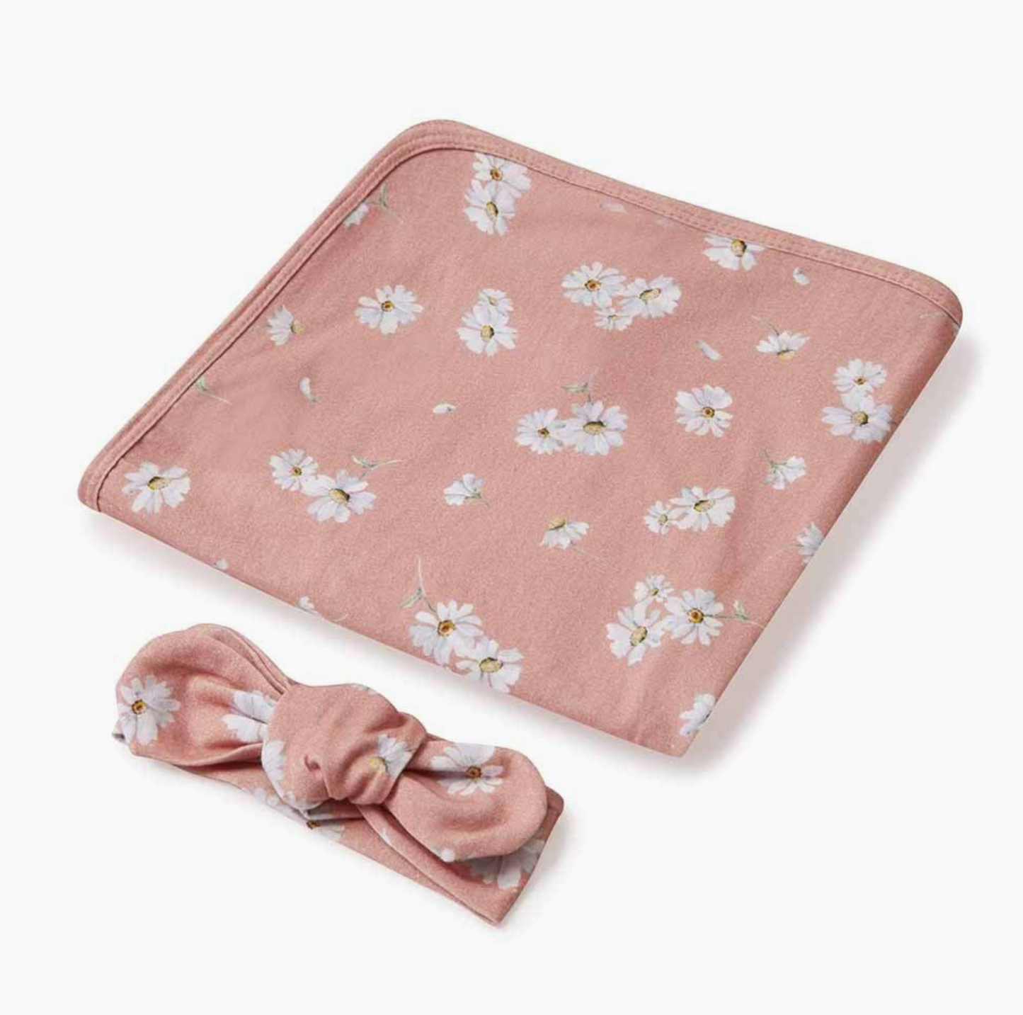 Baby Jersey Wrap and Topknot Set - Daisy