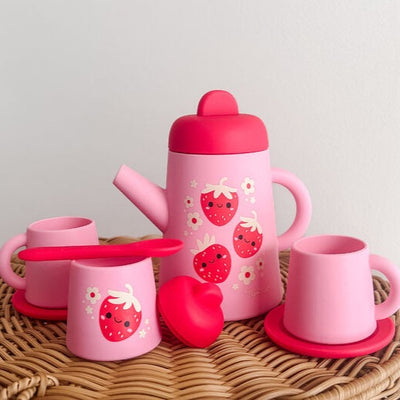  Strawberry tea set made from silicone for pretend tea parties