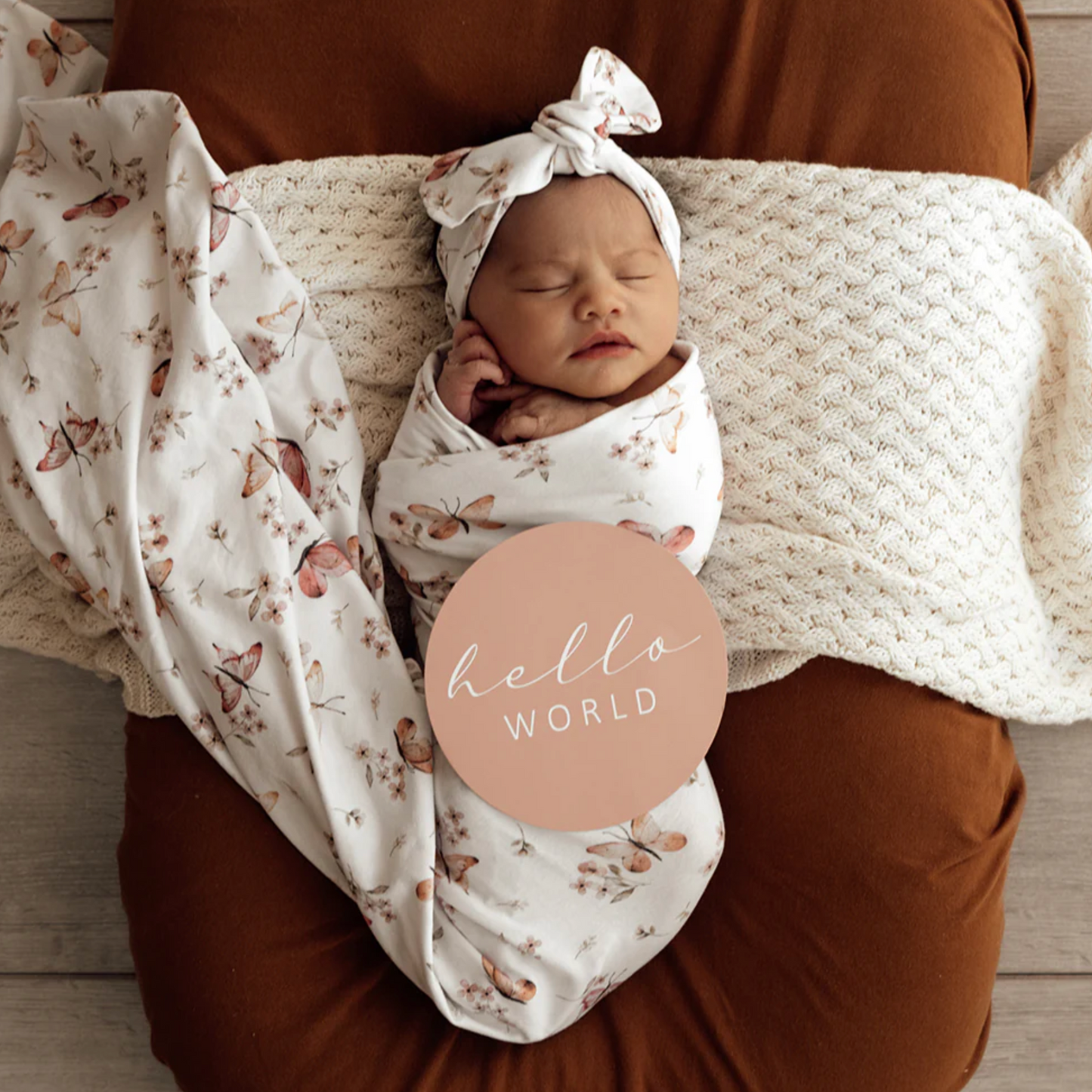 Baby Jersey Wrap and Topknot - Butterfly