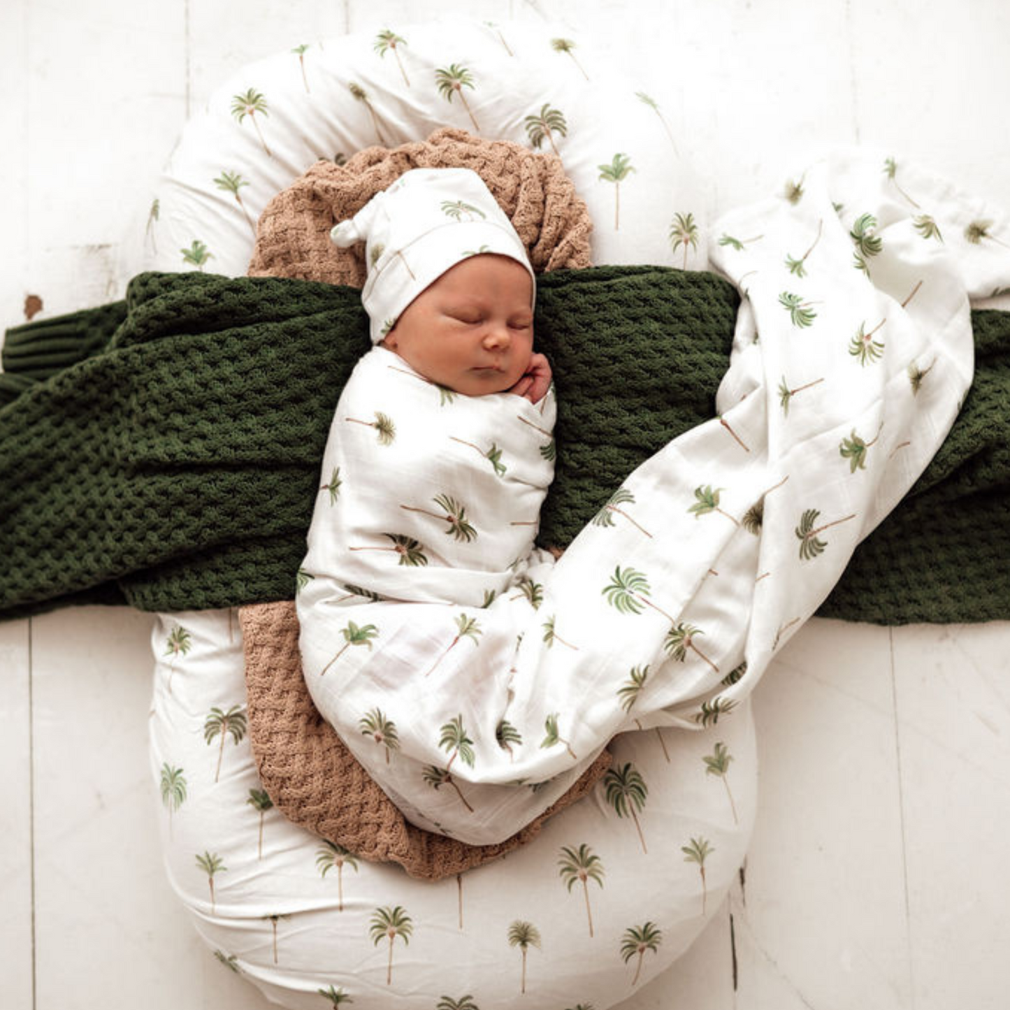 Baby Wrap Organic Cotton Muslin - Green Palm