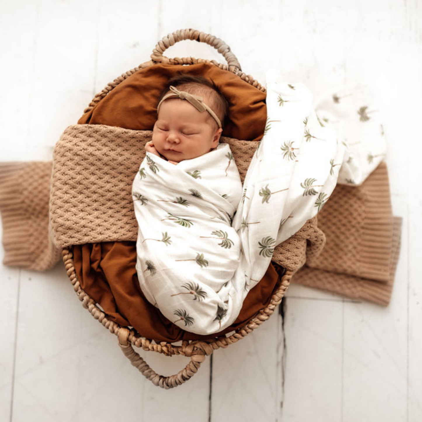 Baby Wrap Organic Cotton Muslin - Green Palm
