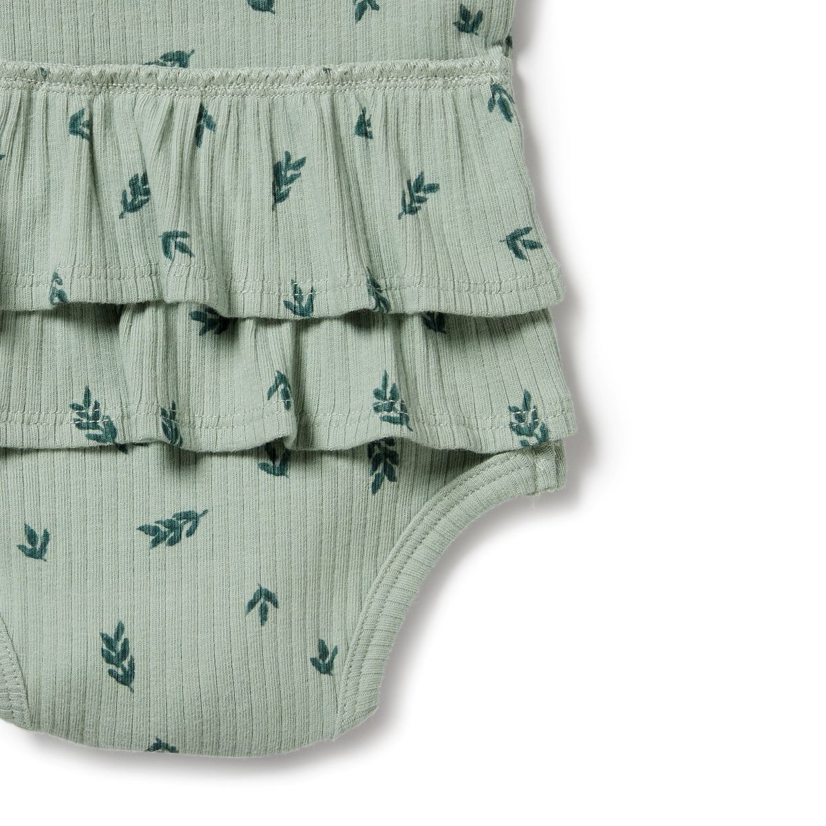 Bodysuit Organic Rib Ruffle - Falling Leaf
