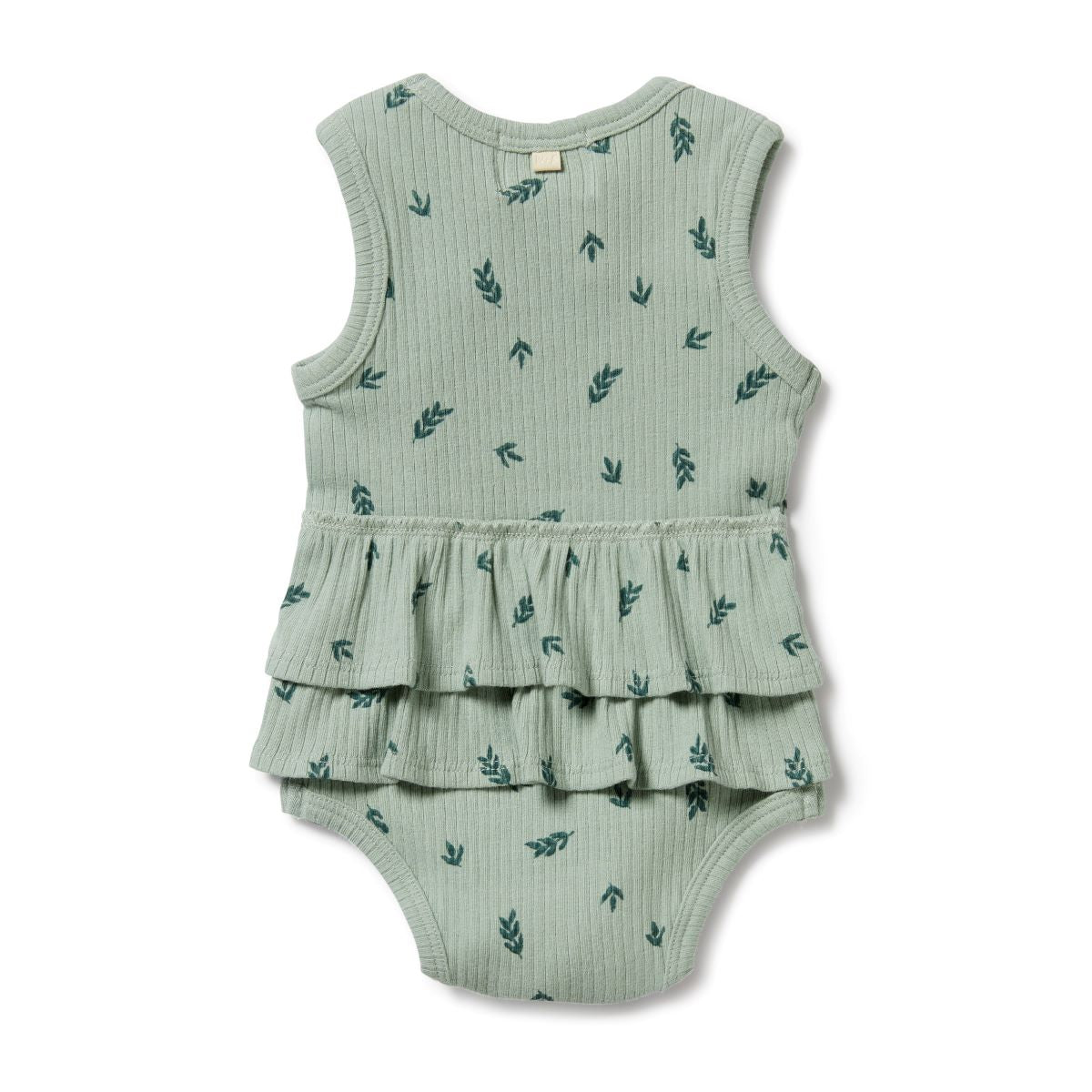 Bodysuit Organic Rib Ruffle - Falling Leaf