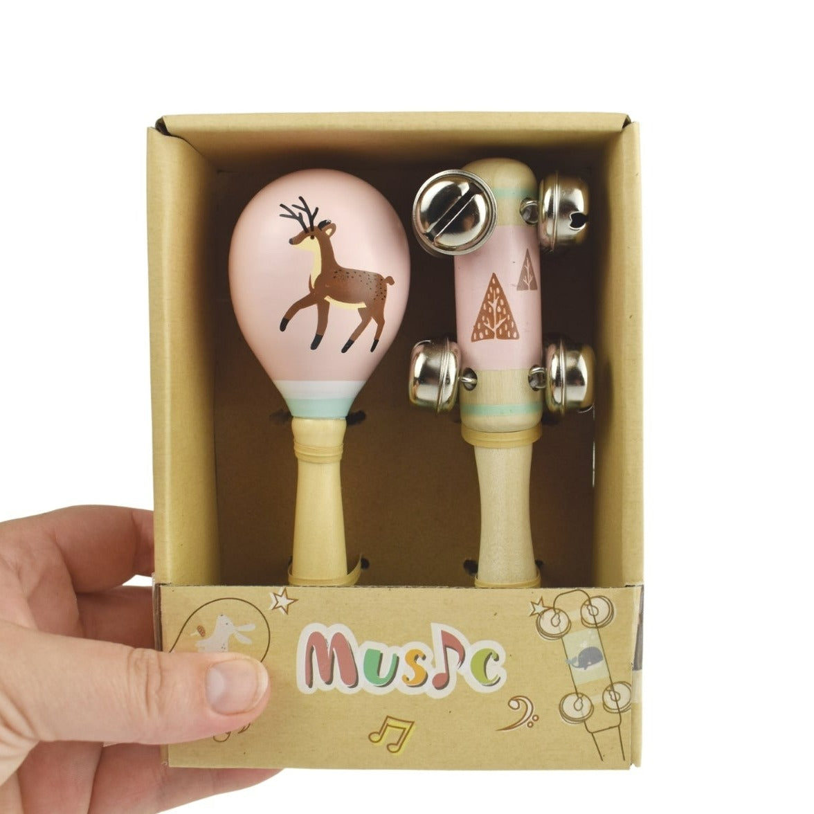 Calm & Breezy Maraca & Bell Stick Set - Forrest