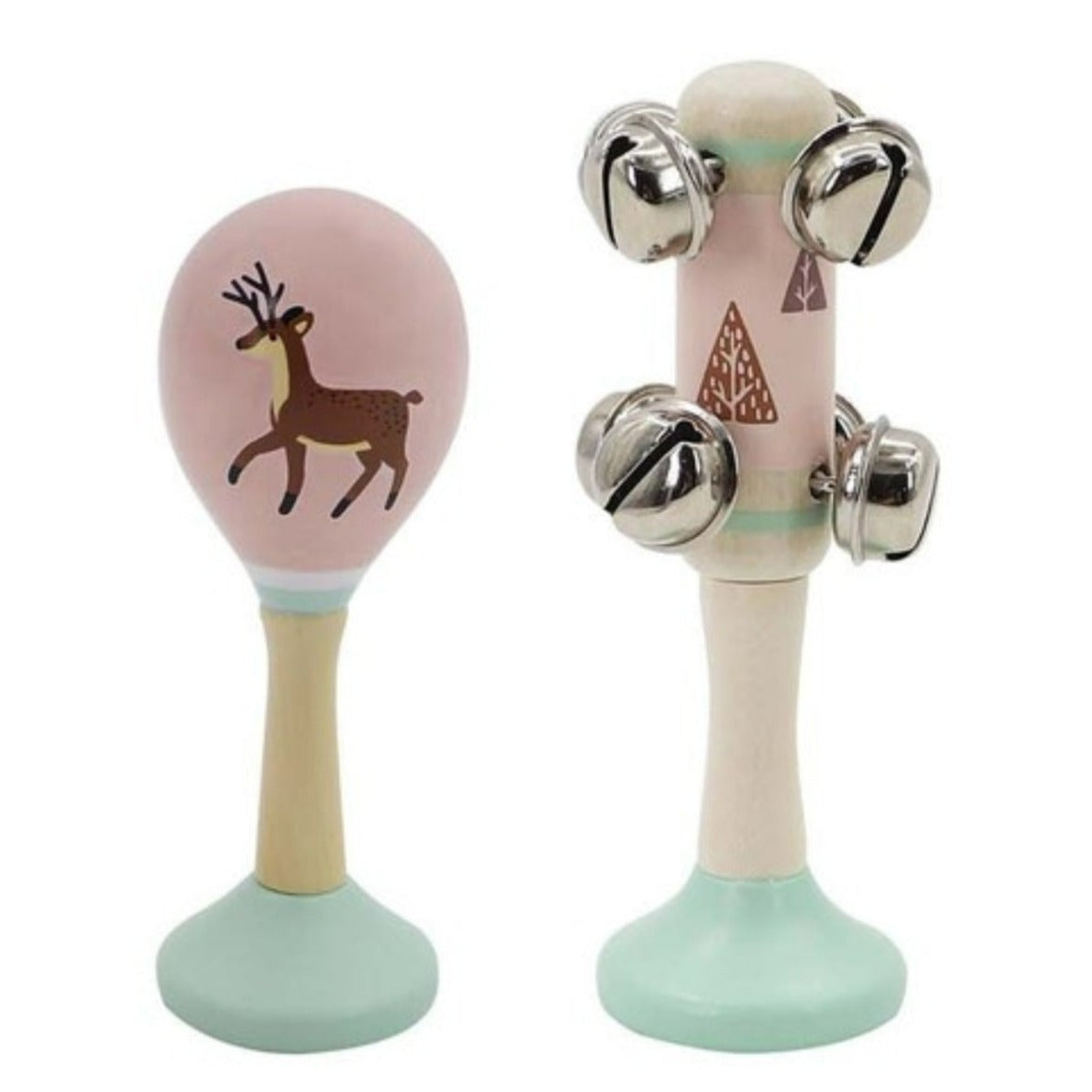 Calm & Breezy Maraca & Bell Stick Set - Forrest