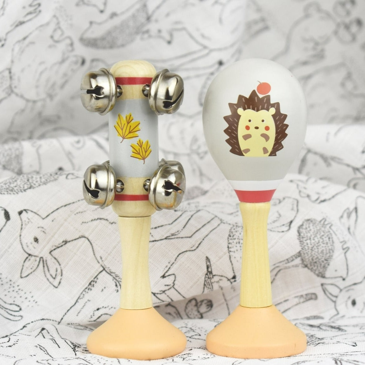 Calm & Breezy Maraca & Bell Stick Set - Forrest