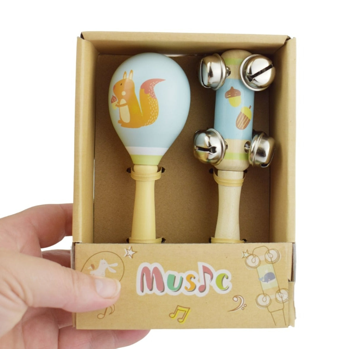 Calm & Breezy Maraca & Bell Stick Set - Forrest