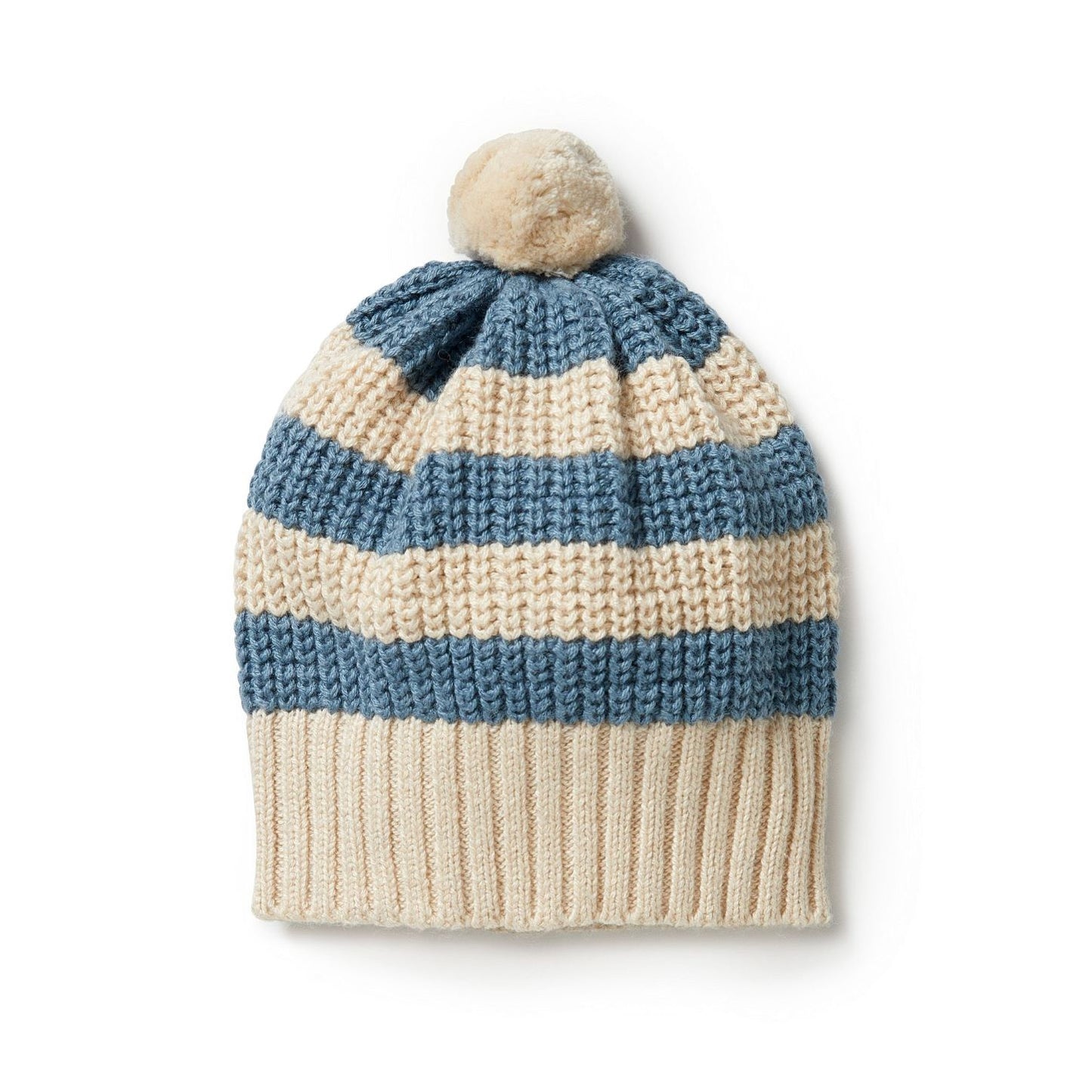 Knit Stripe Beanie - Bluestone