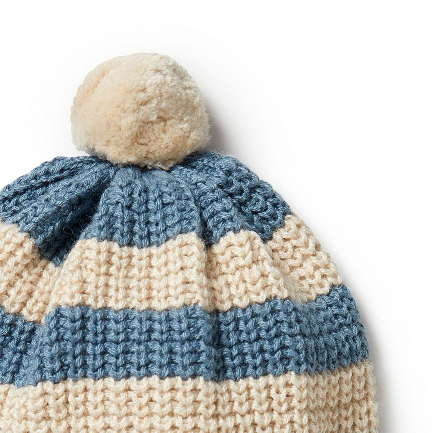 Knit Stripe Beanie - Bluestone