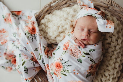 Baby Jersey Wrap & Top Knot Caramel Rose