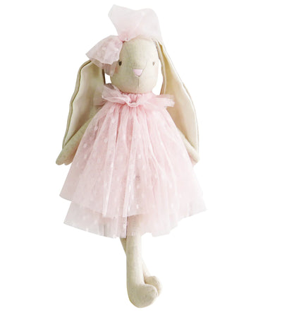 Alimrose Bea Bunny doll has cute floppy ears and lovely pink tulle skirt.