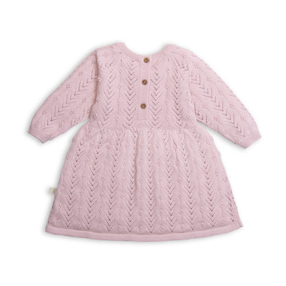 Organic Berry Knit dress in lotus soft pink colour.