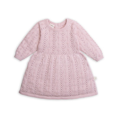 Organic Berry Knit dress in lotus soft pink colour. 