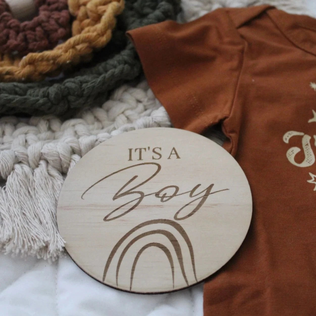 Baby Milestone Wooden Disc - It's a Boy