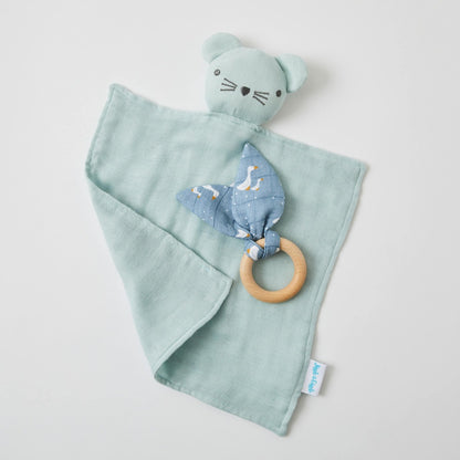 Baby Comforter Teething Ring  Set - Misty Blue