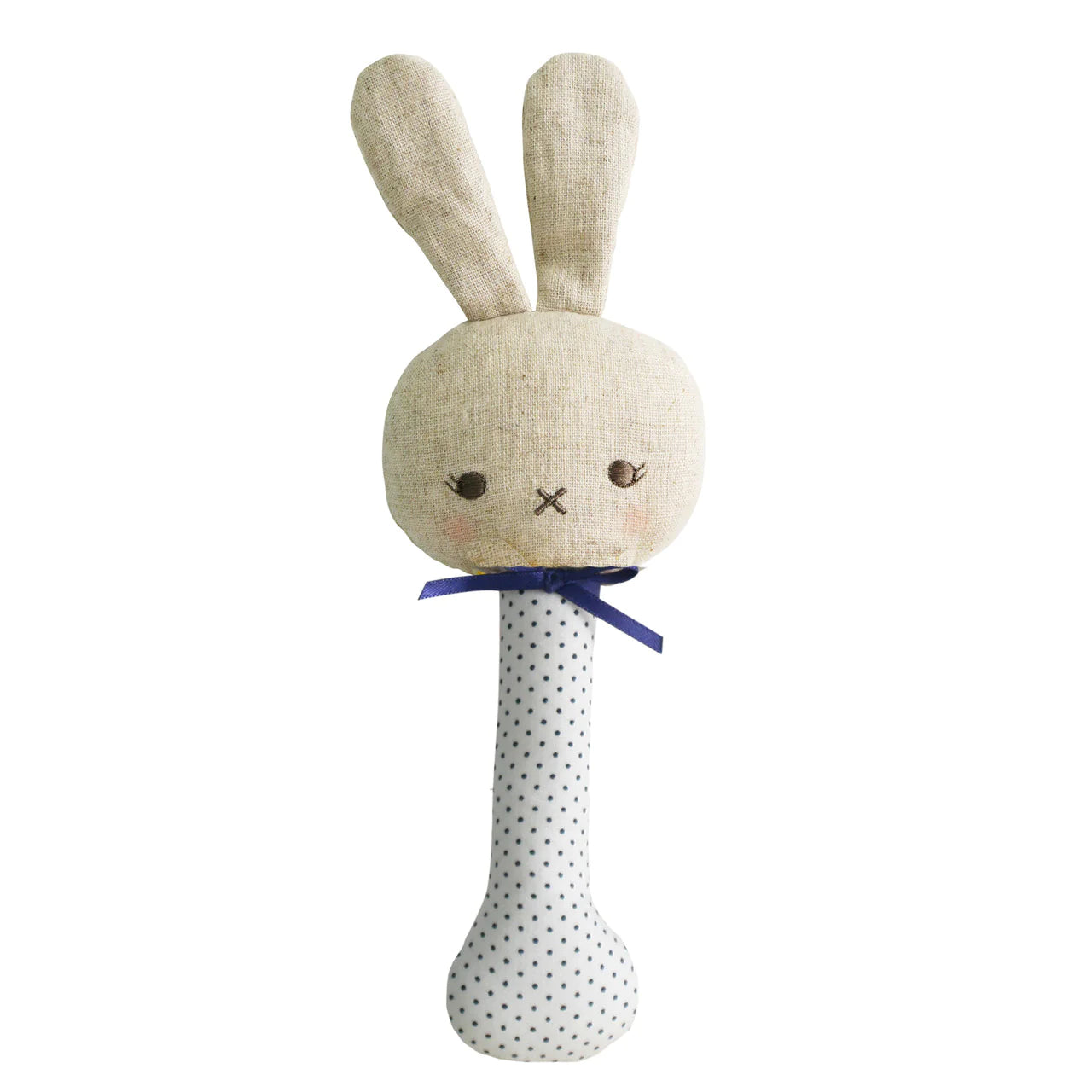 Stick Rattle - Navy Spots Bunny