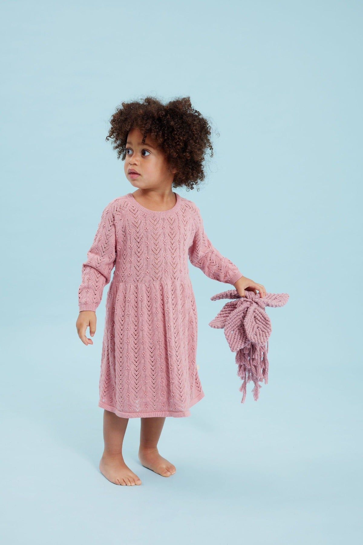 Organic Berry Knit dress in gorgeous soft pink.