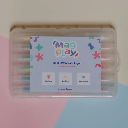 Retractable Washable Crayons and Pencil Case - 12pk