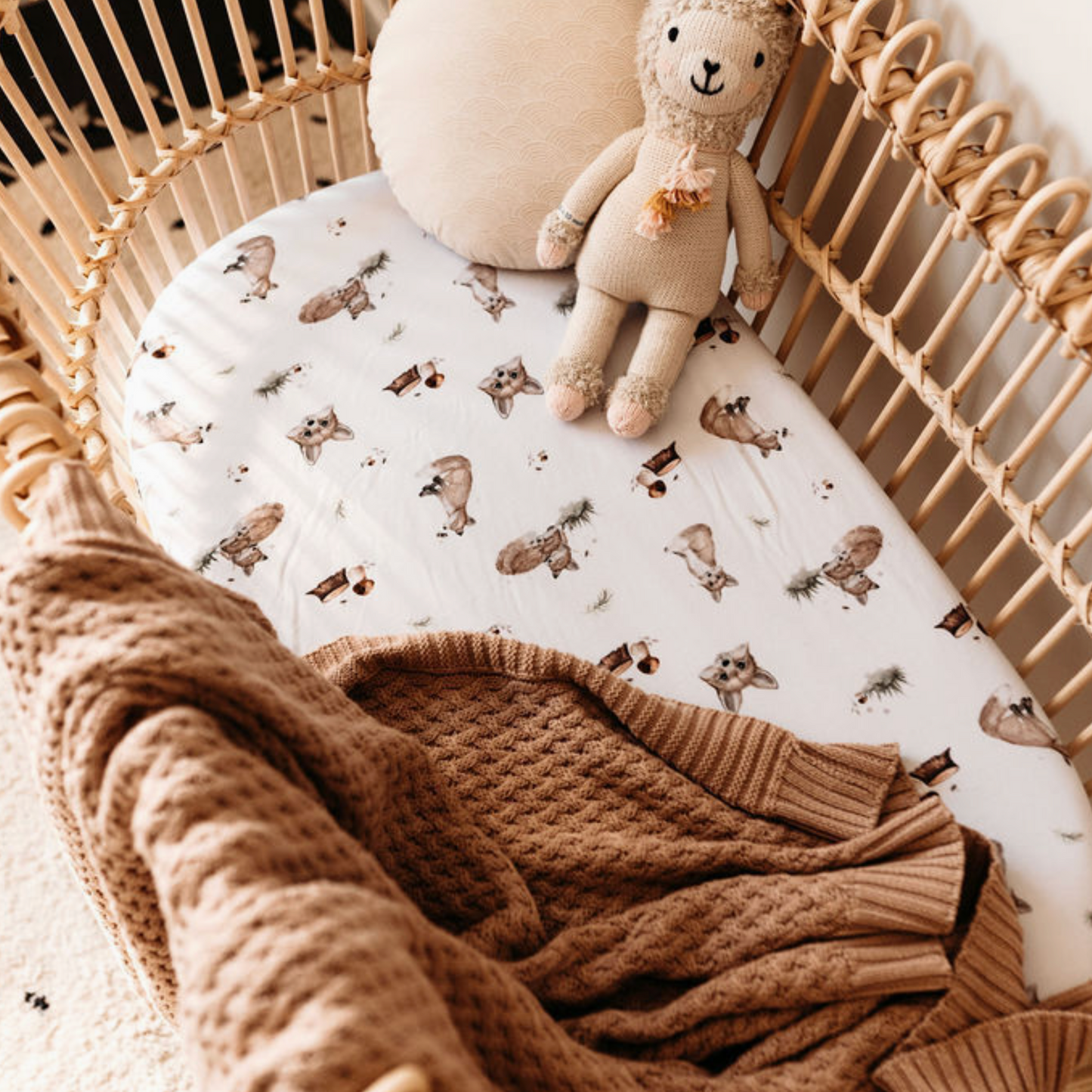 Hazelnut Diamond Knit Organic Blanket