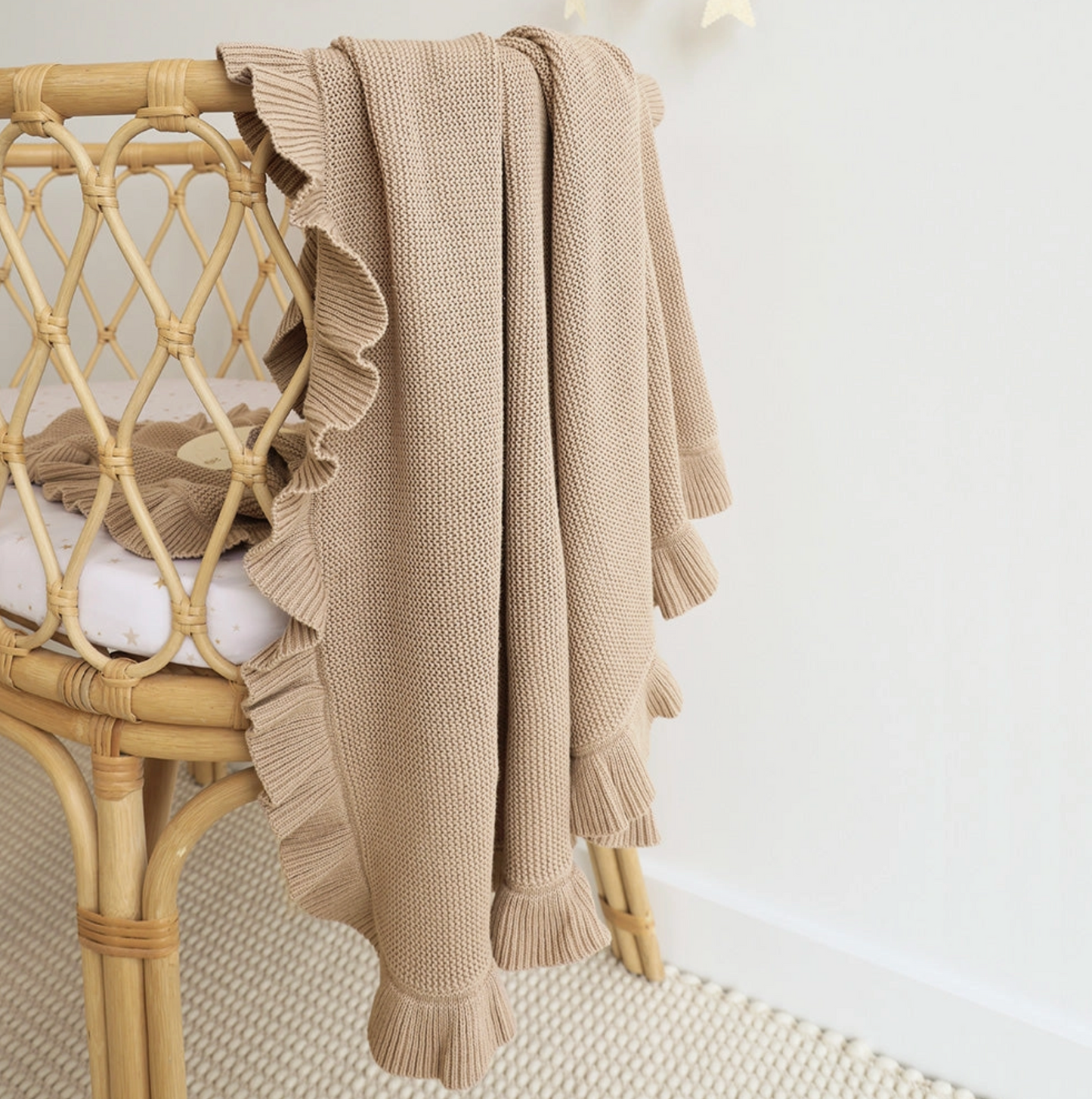 Hazelnut Ruffle Knit Organic Blanket