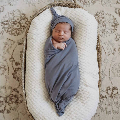 Baby Jersey Wrap and Beanie Set - Indigo
