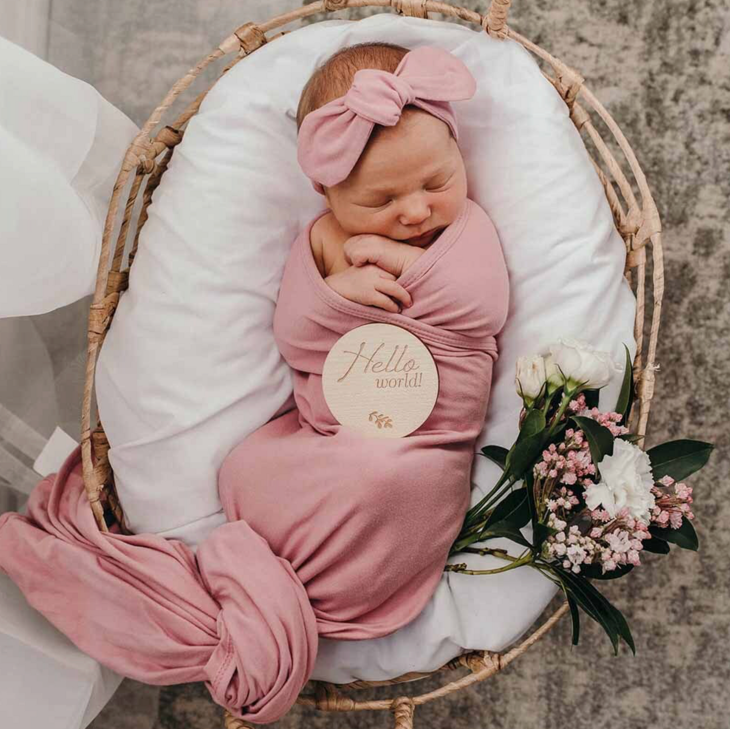 Baby Jersey Wrap and Topknot Set - Jewel Pink
