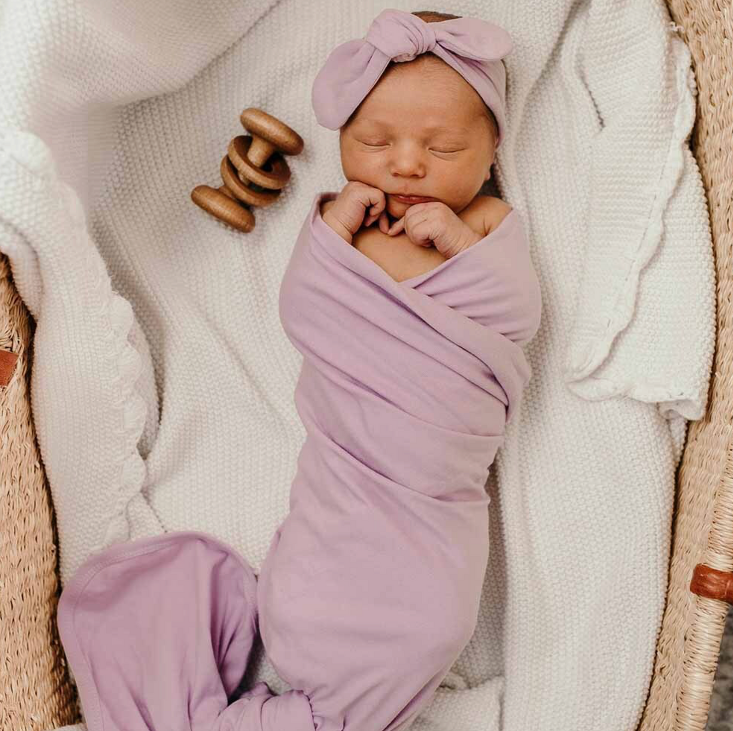 Baby Jersey Wrap and Topknot Set - Lilac