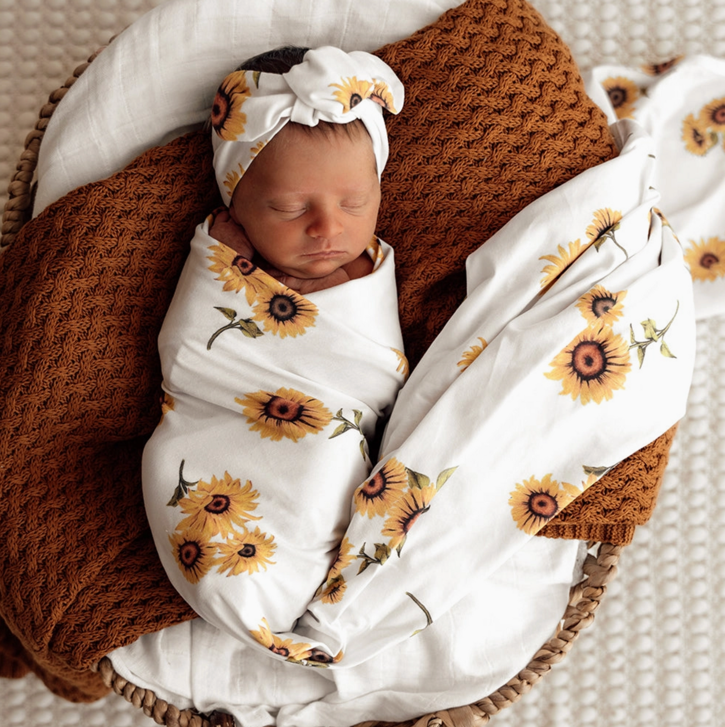Baby Jersey Wrap and Topknot Set - Sunflower
