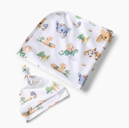 Baby Jersey Wrap and Beanie - Dragon