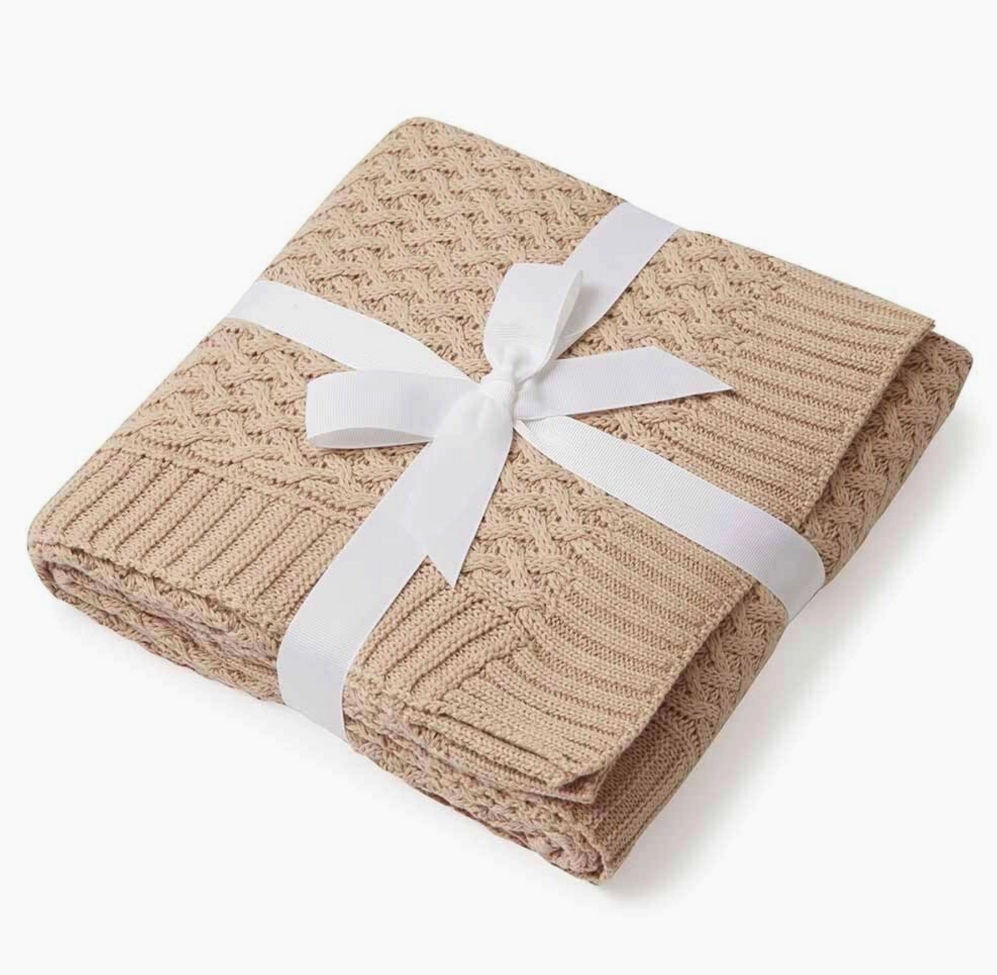 Hazelnut Diamond Knit Organic Blanket
