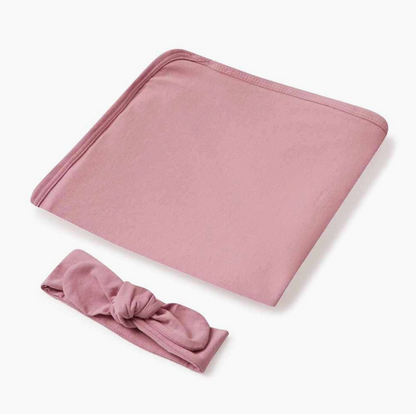 Baby Jersey Wrap and Topknot Set - Jewel Pink
