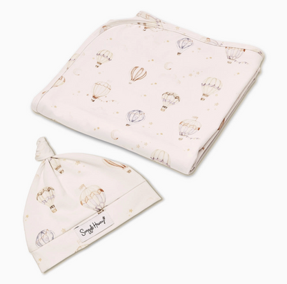 Baby Jersey Wrap and Beanie Set - Up and Away
