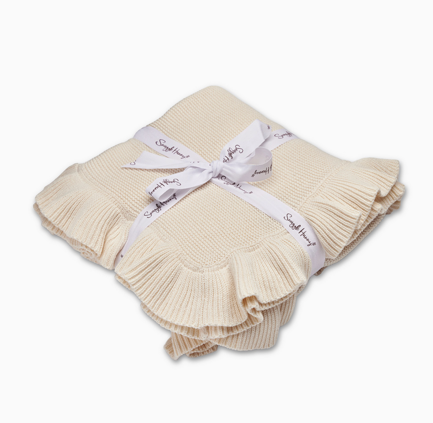 Cream Ruffle Knit Organic Blanket