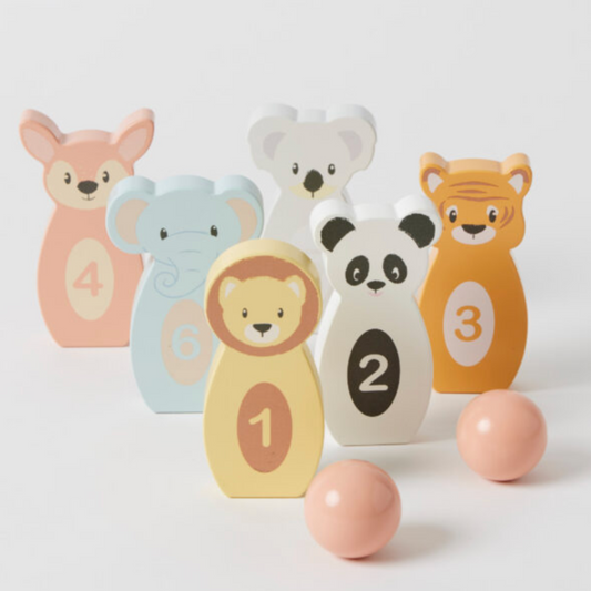 Wooden Animal Bowling Set