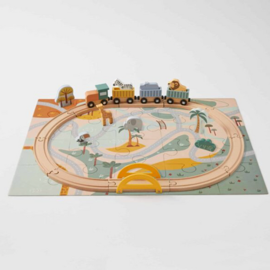 Wooden Animal Puzzle and Train Set