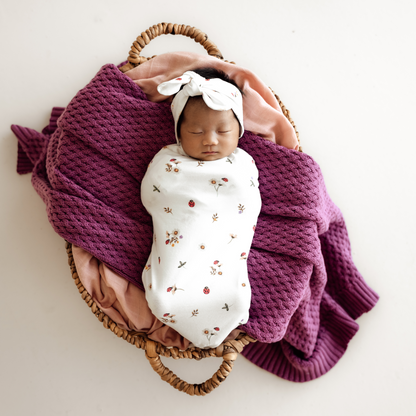 Baby Jersey Snuggle Swaddle and Topknot - Ladybug