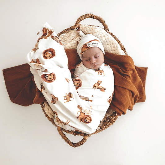 Baby Jersey Wrap and Beanie - Lion