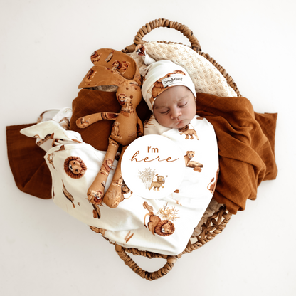 Baby Jersey Wrap and Beanie - Lion