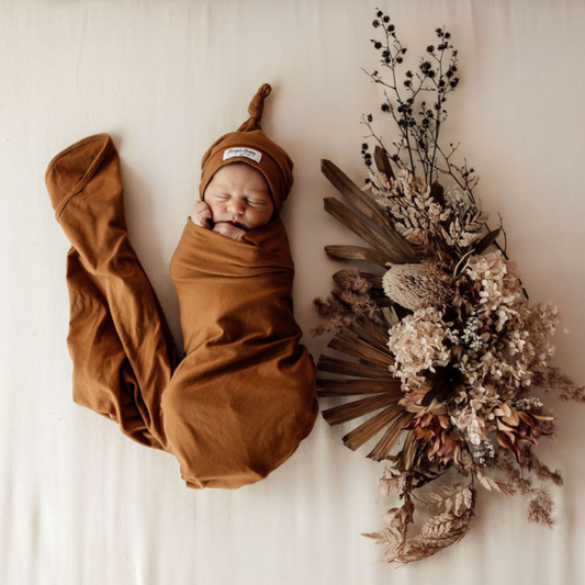 Baby Jersey Wrap and Beanie - Bronze