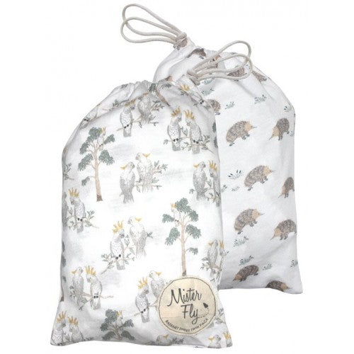 Bassinet Sheet Twin Pack - Cockatoo & Echidna