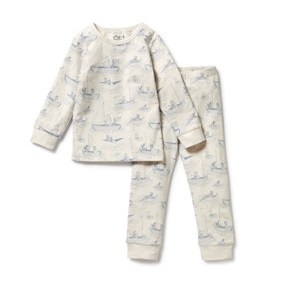 Organic cotton pyjama set in Sail Away design. Made with comfort in mind .