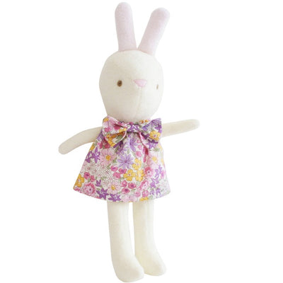 Betsy Bunny Doll in a lovely lilac floral dress.