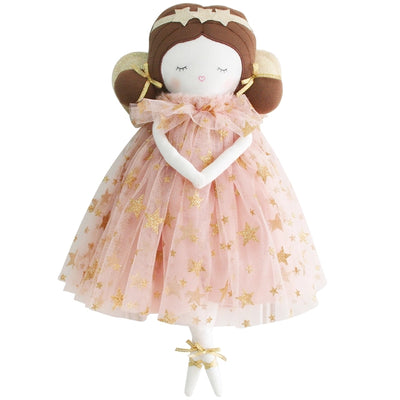 Celeste Alimrose Doll in her gorgeous pink and gold stars skirt with brown hair