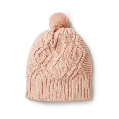 Knit Cable Beanie - Rose